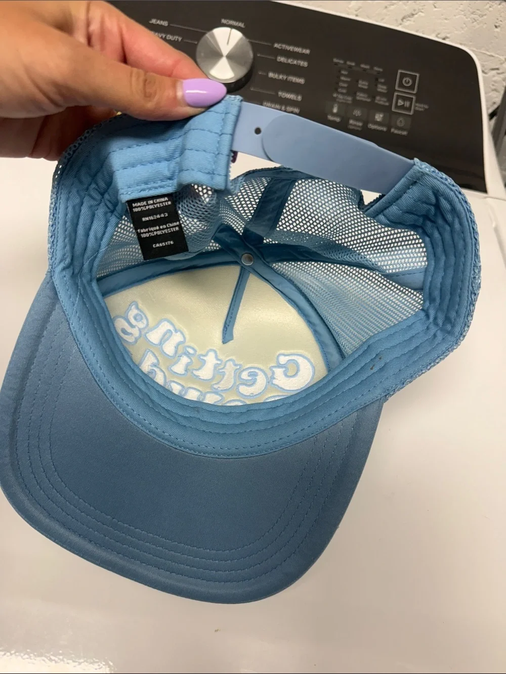 Getting Rowdy Blue Trucker Hat with White Patch Lettering NEW - NEVER WORN